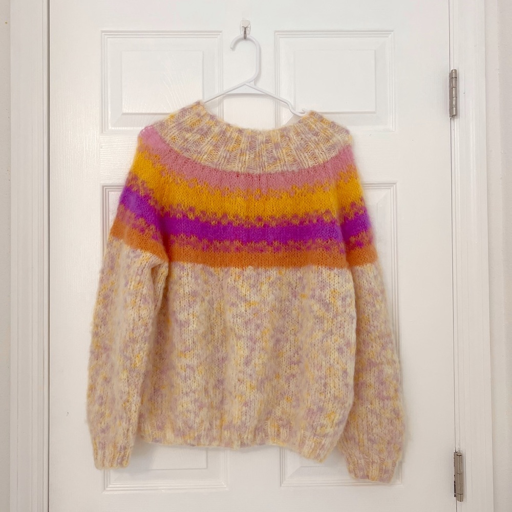 Rose Carmine Doudou Kid Mohair Open Front Sweater - Neutrals Knitwear - Picture 13 of 17
